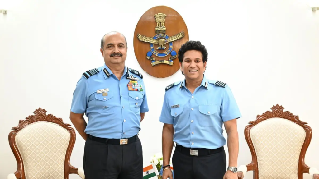 Indian Cricketers Sachin  tendulkar Captain Indian Airforce